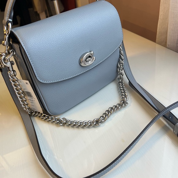 COACH Light Blue Pebbled Leather Crossbody with Chain Strap - Picture 7 of 7